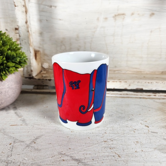 VTG 1972 Fitz & Floyd GOP Red Blue Elephant Republican Party Coffee Mug - Picture 9 of 10